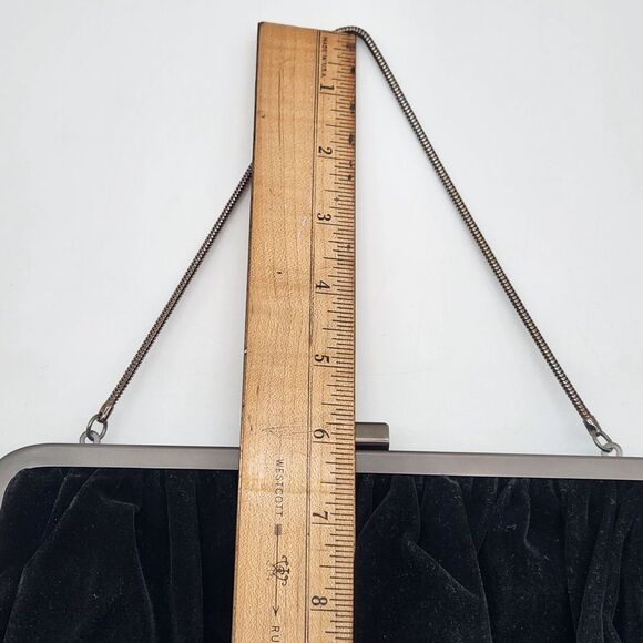 Vintage Y2K Convertible Evening Bag Elegant Chic Black Velvet Clutch Party Event - Picture 9 of 12